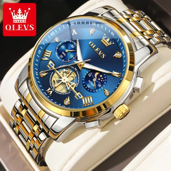 OLEVS Men’s Chronograph Watch with Moon Phase & Quartz - Image 12