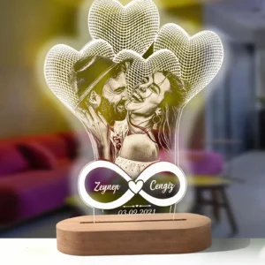 Personalised 3D Photo Lamp with Custom Text & Image
