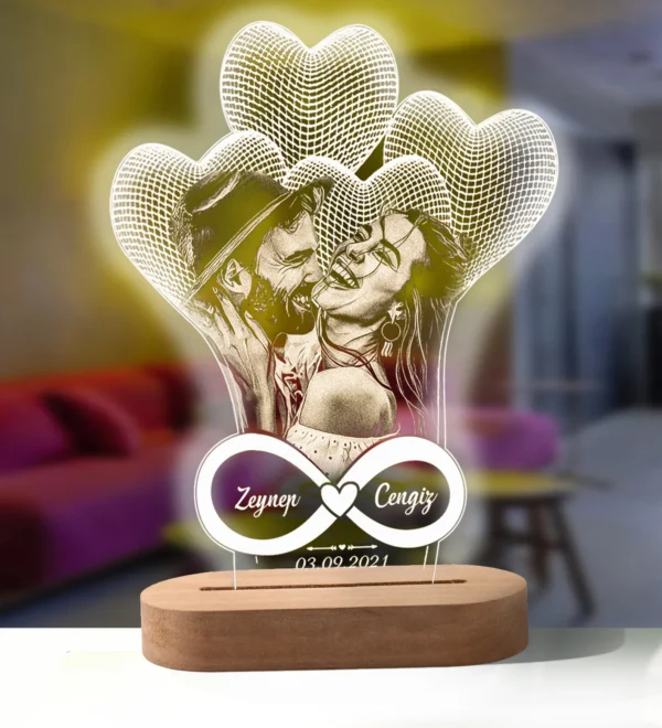 Personalised 3D Photo Lamp with Custom Text & Image