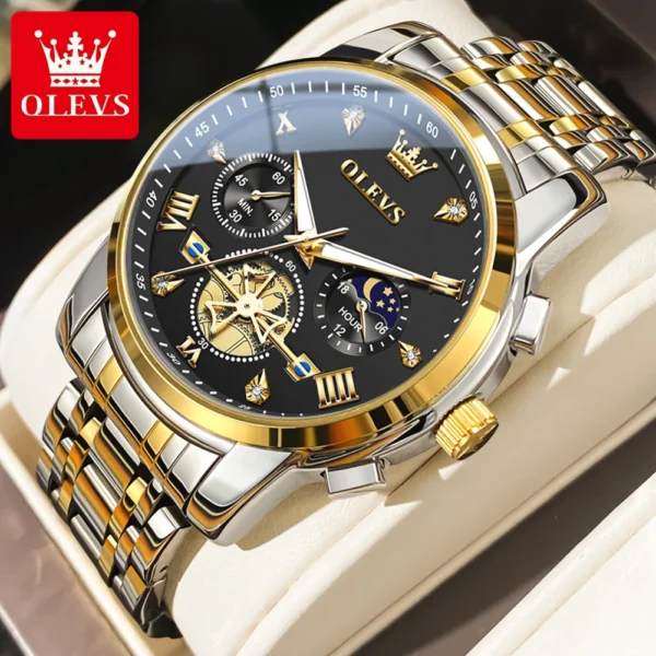 OLEVS Men’s Chronograph Watch with Moon Phase & Quartz - Image 14