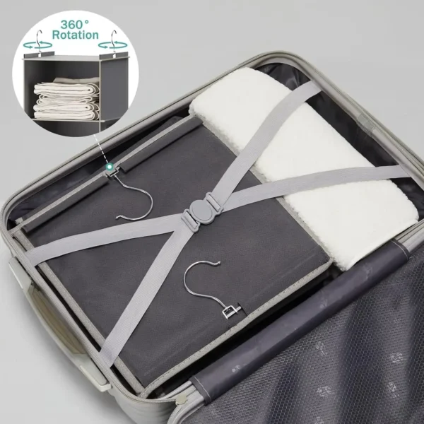 Foldable 6-Shelf Hanging Closet Organizer with Hooks - Image 4