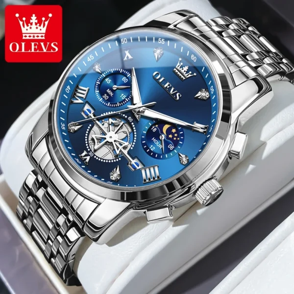 OLEVS Men’s Chronograph Watch with Moon Phase & Quartz - Image 7