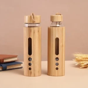 Bamboo Glass Sports Water Bottle 600ml – Portable