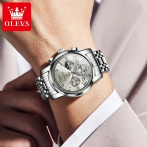 OLEVS Men’s Chronograph Watch with Moon Phase & Quartz