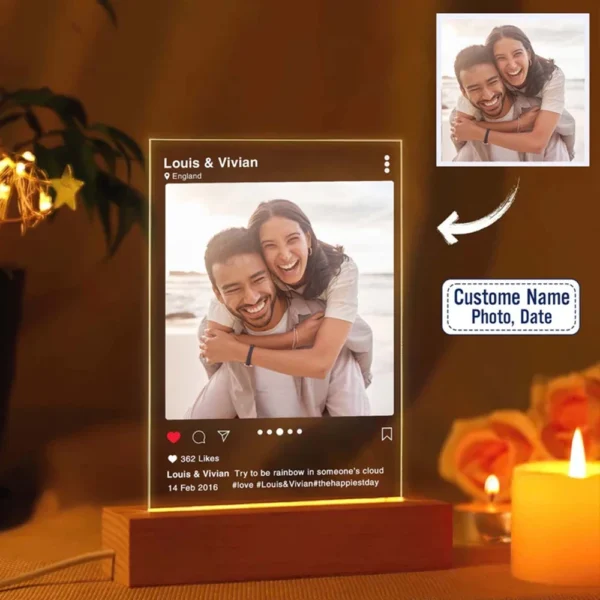 Personalised 3D Instagram Style Photo LED Lamp - Image 2
