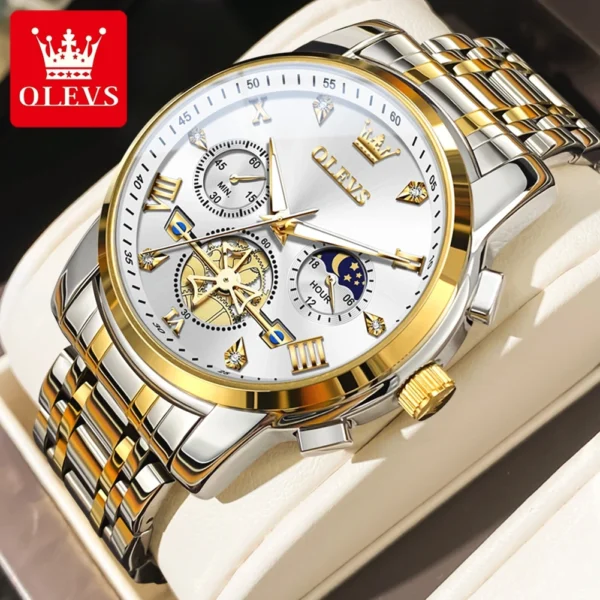 OLEVS Men’s Chronograph Watch with Moon Phase & Quartz - Image 11