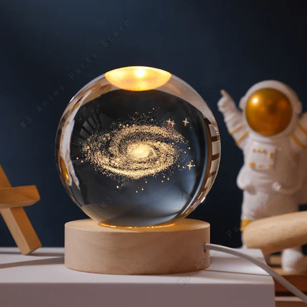 3D Crystal Ball Galaxy Night Light Lamp – 5cm - Image 9
