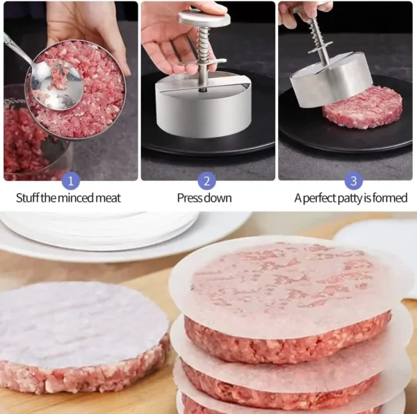 Stainless Steel Hamburger Patty Maker Press - Image 4