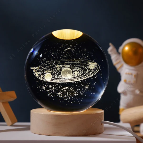3D Crystal Ball Galaxy Night Light Lamp – 5cm - Image 7