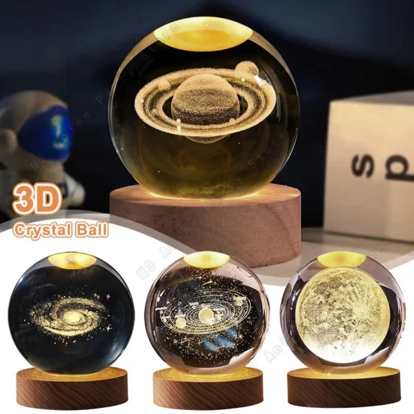 3D Crystal Ball Galaxy Night Light Lamp – 5cm - Image 4